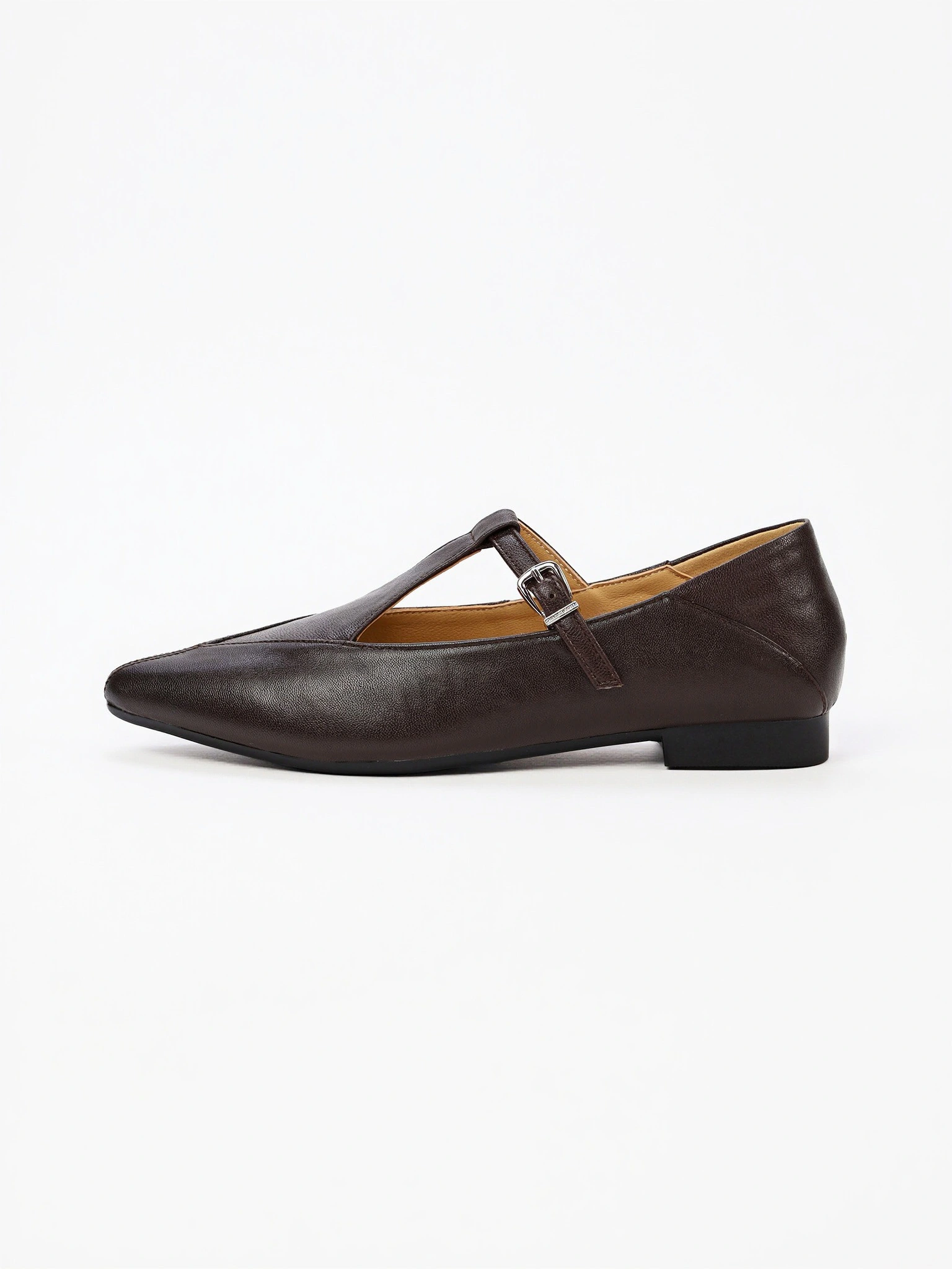 Туфли мэри-джейн темно-коричневого цвета на низком венском каблуке